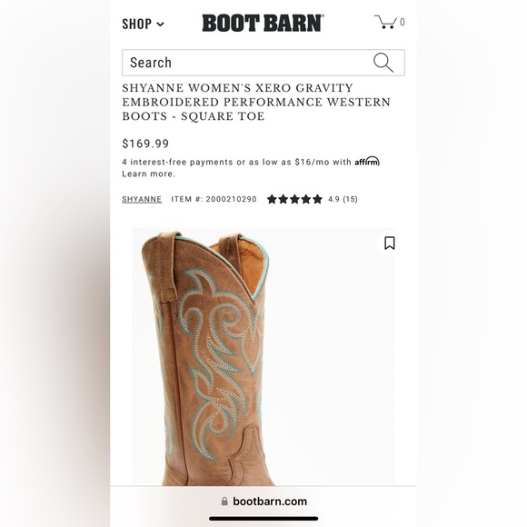 Shyanne Xero Gravity Embroidered Performance Western Boot Square toe - Picture 2 of 8